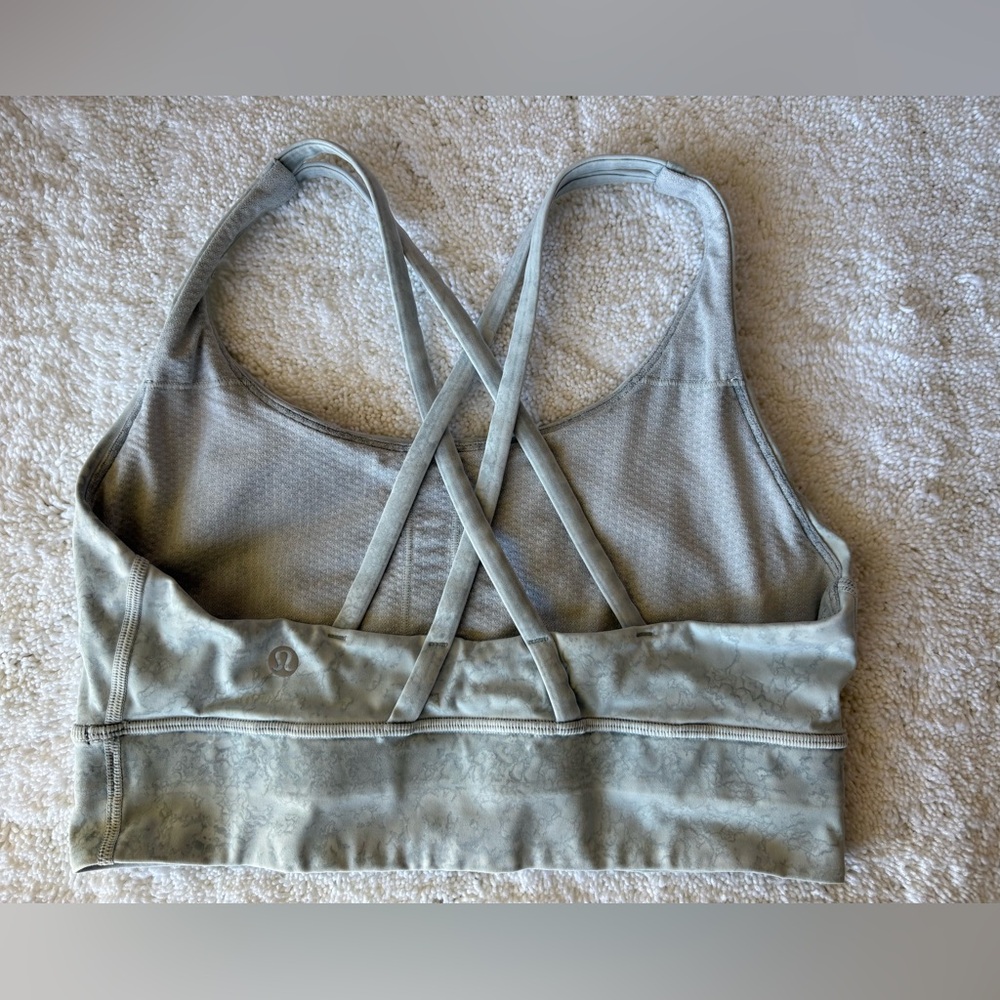 Lululemon Women’s Energy Longline Bra-Size: 8-Color: Gray Geometric Design - Picture 2 of 6